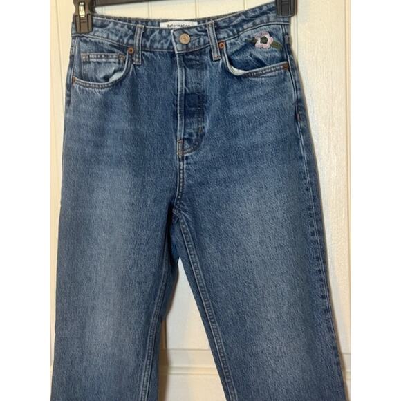 Reformation Cynthia High Rise Straight Jeans Fauna Embroidery 26 - Picture 6 of 11
